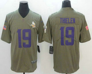 Men's Minnesota Vikings #19 Adam Thielen Olive 2017 Salute To Service Stitched NFL Nike Limited Jersey