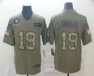 Men's Minnesota Vikings #19 Adam Thielen Olive Camo 2019 Salute To Service Stitched NFL Nike Limited Jersey