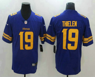 Men's Minnesota Vikings #19 Adam Thielen Purple 2016 Color Rush Stitched NFL Nike Limited Jersey