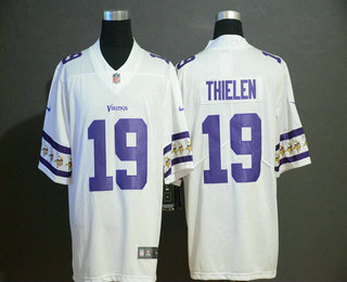 Men's Minnesota Vikings #19 Adam Thielen White 2019 NEW Team Logo Vapor Untouchable Stitched NFL Nike Limited Jersey