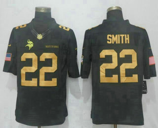 Men's Minnesota Vikings #22 Harrison Smith Anthracite Gold 2016 Salute To Service Stitched NFL Nike Limited Jersey