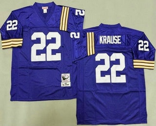 Men's Minnesota Vikings #22 Paul Krause Purple 1975 Throwback Jersey