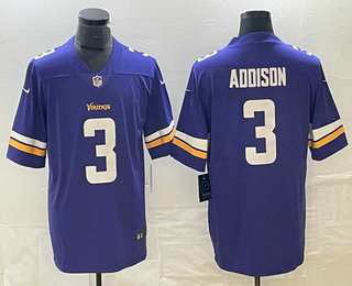 Men's Minnesota Vikings #3 Jordan Addison Purple 2022 Vapor Untouchable Stitched Limited Jersey