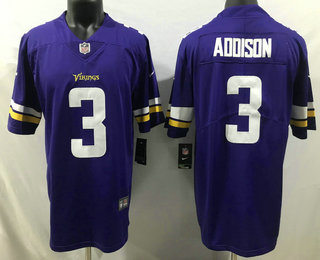 Men's Minnesota Vikings #3 Jordan Addison Purple 2022 Vapor Untouchable Stitched Nike Limited Jersey