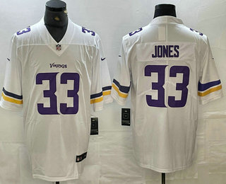 Men's Minnesota Vikings #33 Aaron Jones White Vapor Stitched Nike Limited Jersey