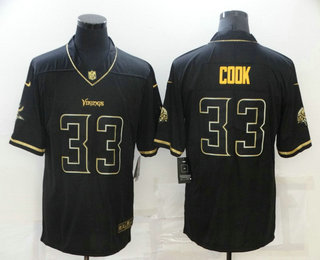 Men's Minnesota Vikings #33 Dalvin Cook Black Golden Edition Stitched NFL Nike Limited Jersey