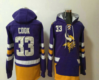 Men's Minnesota Vikings #33 Dalvin Cook NEW Purple Pocket Stitched NFL Pullover Hoodie