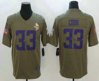 Men's Minnesota Vikings #33 Dalvin Cook Olive 2017 Salute To Service Stitched NFL Nike Limited Jersey