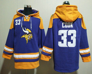 Men's Minnesota Vikings #33 Dalvin Cook Purple Ageless Must Have Lace Up Pullover Hoodie