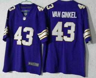 Men's Minnesota Vikings #43 Andrew Van Ginkel Limited Purple Classic Vapor Jersey