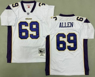 Men's Minnesota Vikings #69 Jared Allen White 2011 Throwback Jersey