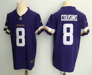 Men's Minnesota Vikings #8 Kirk Cousins Purple 2018 Vapor Untouchable Stitched NFL Nike Elite Jersey