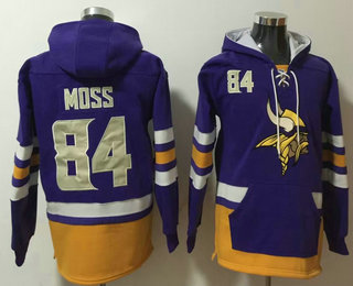 Men's Minnesota Vikings #84 Randy Moss NEW Purple Pocket Stitched NFL Pullover Hoodie