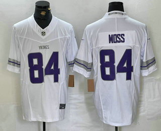 Men's Minnesota Vikings #84 Randy Moss White Alternate Vapor FUSE Limited Stitched Jersey