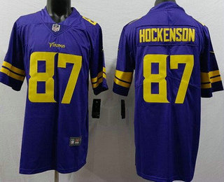 Men's Minnesota Vikings #87 TJ Hockenson Limited Purple Rush Color Jersey