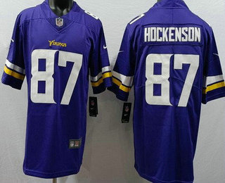 Men's Minnesota Vikings #87 TJ Hockenson Limited Purple Vapor Jersey