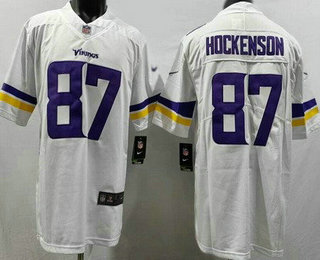 Men's Minnesota Vikings #87 TJ Hockenson Limited White Vapor Jersey