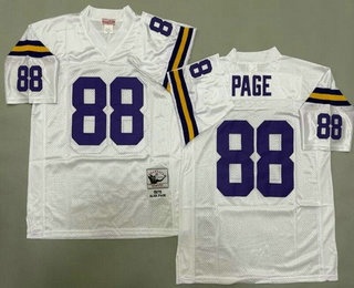 Men's Minnesota Vikings #88 Alan Page White 1975 Throwback Jersey