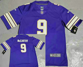 Men's Minnesota Vikings #9 JJ McCarthy Limited Purple Classic FUSE Vapor Jersey