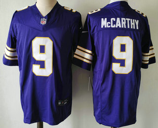 Men's Minnesota Vikings #9 JJ McCarthy Limited Purple Classic FUSE Vapor Jersey