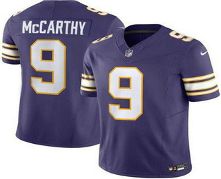Men's Minnesota Vikings #9 JJ McCarthy Limited Purple Classic FUSE Vapor Jersey