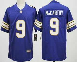 Men's Minnesota Vikings #9 JJ McCarthy Limited Purple Classic Vapor Jersey