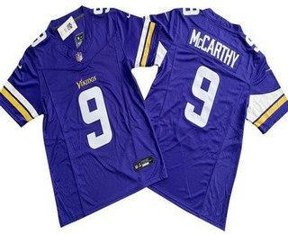 Men's Minnesota Vikings #9 JJ McCarthy Limited Purple FUSE Vapor Jersey