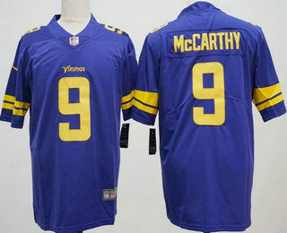 Men's Minnesota Vikings #9 JJ McCarthy Limited Purple Rush Color Jersey