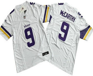 Men's Minnesota Vikings #9 JJ McCarthy Limited White FUSE Vapor Jersey