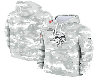 Men's Minnesota Vikings 2024 Camo Salute to Service Club Fleece Pullover Hoodie