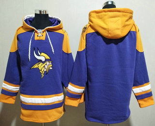 Men's Minnesota Vikings Blank Purple Ageless Must Have Lace Up Pullover Hoodie