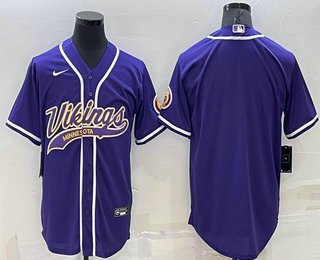 Men's Minnesota Vikings Blank Purple Stitched MLB Cool Base Nike Baseball Jersey