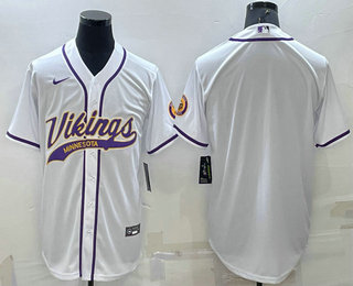 Men's Minnesota Vikings Blank White Stitched MLB Cool Base Nike Baseball Jersey