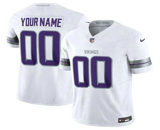 Men's Minnesota Vikings Customized White FUSE Winter Warrior Limited Stitched Football Jersey