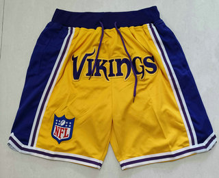 Men's Minnesota Vikings Yellow Just Don Swingman Throwback Shorts