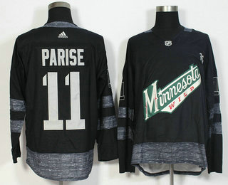 Men's Minnesota Wild #11 Zach Parise Black With Front Minnesota Wild 100th Anniversary Adidas Stitched NHL 2017 Hockey Jersey