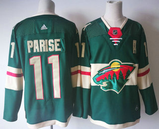 Men's Minnesota Wild #11 Zach Parise Green 2017-2018 Hockey Adidas Stitched NHL Jersey