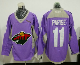 Men's Minnesota Wild #11 Zach Parise Pink Fights Cancer Adidas Stitched NHL Reebok Hockey Jersey