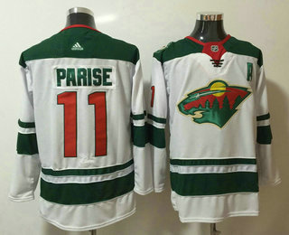 Men's Minnesota Wild #11 Zach Parise White 2017-2018 Hockey Adidas Stitched NHL Jersey