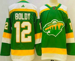 Men's Minnesota Wild #12 Matt Boldy Green 2022 Reverse Retro Authentic Jersey