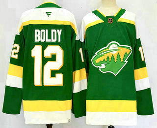 Men's Minnesota Wild #12 Matt Boldy Green 2024 Alternate Stitched Jersey