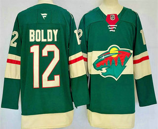 Men's Minnesota Wild #12 Matt Boldy Green 2024 Stitched Jersey