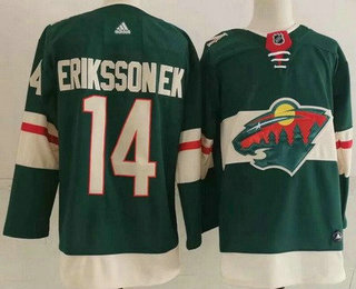 Men's Minnesota Wild #14 Joel Eriksson Ek Green Stitched NHL Jersey