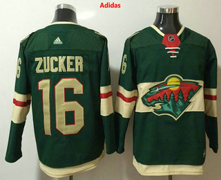 Men's Minnesota Wild #16 Jason Zucker Green 2017-2018 Hockey Adidas Stitched NHL Jersey