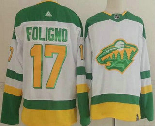 Men's Minnesota Wild #17 Marcus Foligno White 2021 Reverse Retro Stitched NHL Jersey