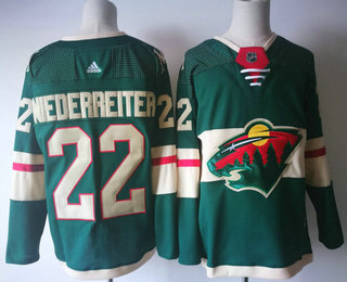 Men's Minnesota Wild #22 Nino Niederreiter Green 2017-2018 Hockey Adidas Stitched NHL Jersey