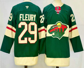 Men's Minnesota Wild #29 Marc Andre Fleury Green 2024 Stitched Jersey