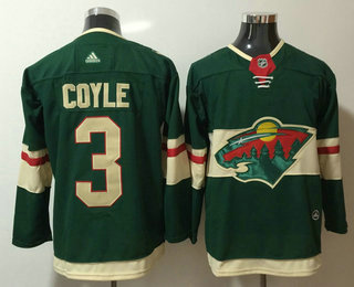 Men's Minnesota Wild #3 Charlie Coyle Green 2017-2018 Hockey Adidas Stitched NHL Jersey