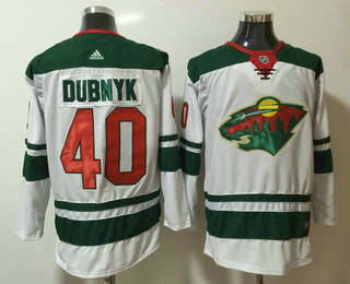 Men's Minnesota Wild #40 Devan Dubnyk White 2017-2018 Hockey Adidas Stitched NHL Jersey