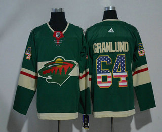 Men's Minnesota Wild #64 Mikael Granlund Green With USA Flag 2017-2018 Hockey Adidas Stitched NHL Jersey